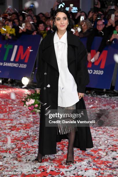 Claudia Lagona aka Levante attends the opening red carpet at the 70° Festival di Sanremo at Teatro Ariston on February 03, 2020 in Sanremo, Italy.