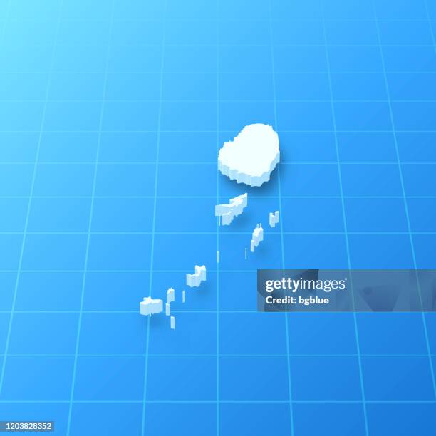 saint vincent and the grenadines 3d map on blue background - tobago cays grenadines stock illustrations