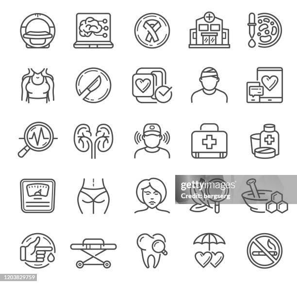 medical and healthcare icons with human heart, beauty, healthcare, surgery, diagnostic and human organs sign - medical scan icon stock illustrations