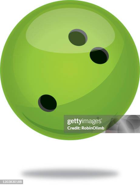 hellgrün bowling ball mit schatten - kegelkugel stock-grafiken, -clipart, -cartoons und -symbole