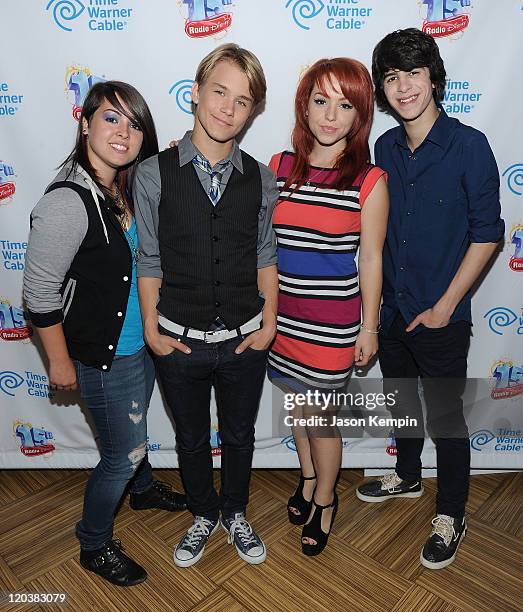 Caitlin Kalafus, Duran Visek, Carly Kalafus and Ben Spremulli of The Kicking Daisies attend Radio Disney's Birthday Jam at the Hard Rock Cafe - Times...