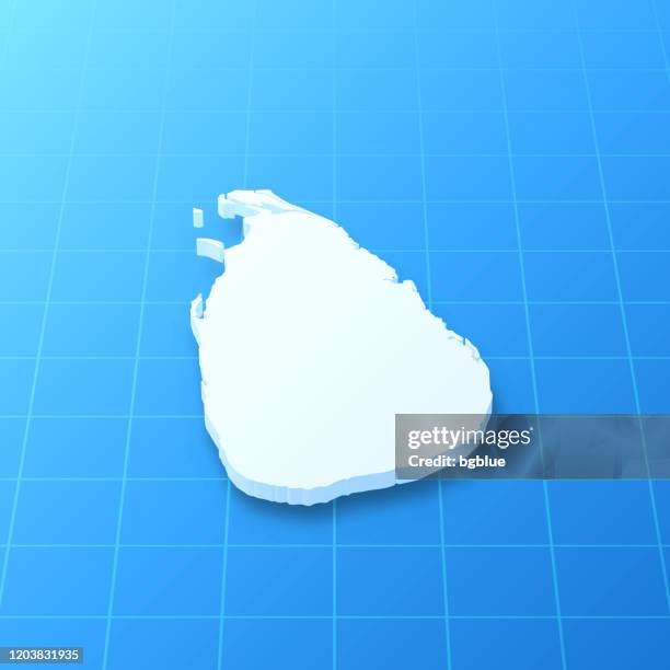 sri lanka 3d map on blue background - isometric grid stock illustrations