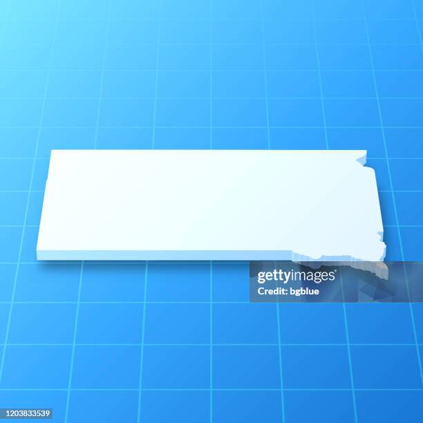 south dakota 3d map on blue background - sioux falls stock illustrations