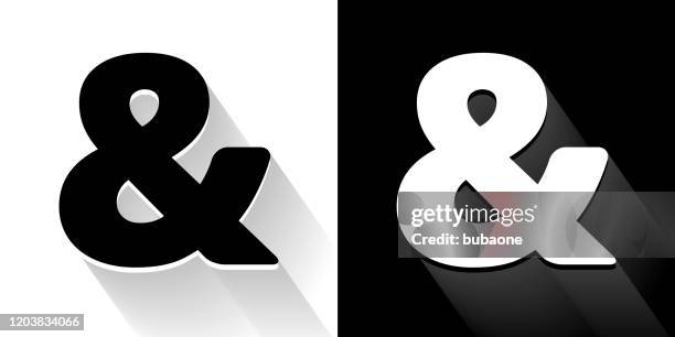 & sign black and white icon with long shadow - ampersand stock illustrations