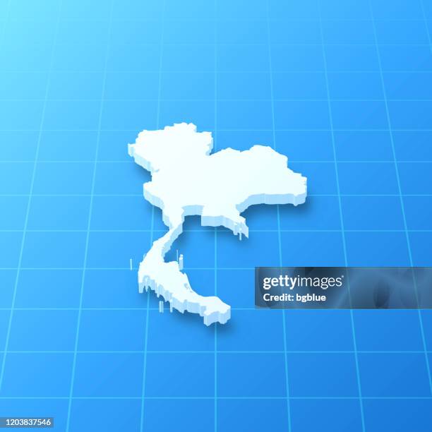 thailand 3d map on blue background - thailand stock illustrations