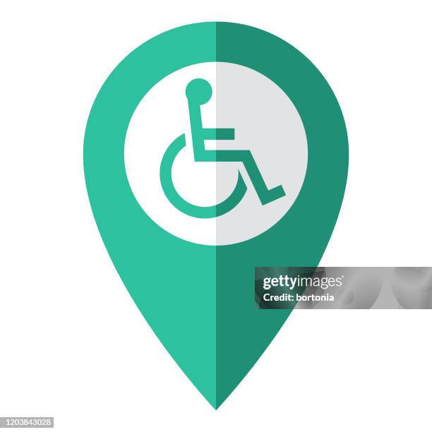 wheelchair accessibility map pin icon - wheelchair access stock illustrations