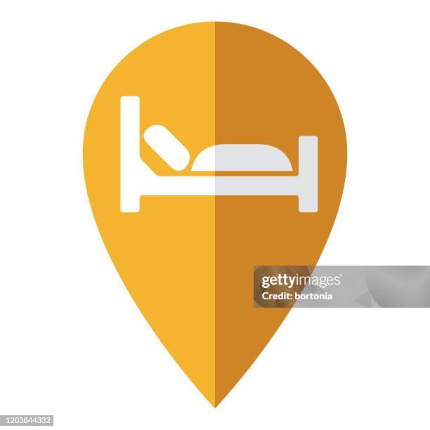 lodging map pin icon - empty bed stock illustrations