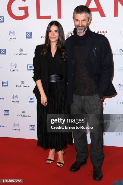 Ilaria Spada and Kim Rossi Stuart attend "Gli Anni Più Belli" premiere at Auditorium della Conciliazione on February 03, 2020 in Rome, Italy.