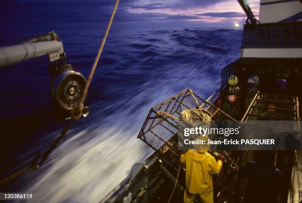 Fishing in Alaska in United States - Crab fishing boat for king crab, Bering Sea.