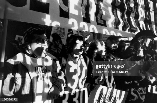 Demonstration in Paris, France on December 01, 1993 - Demonstration of Act Up against AIDS.