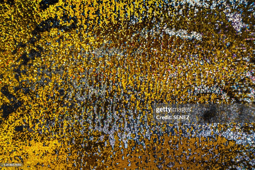 Full Frame Shot Of Colourful vibrant glittering sequins
