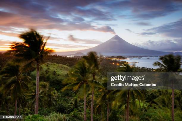 mayon volcano and valley at sunset, albay, philippines - mayon stock pictures, royalty-free photos & images