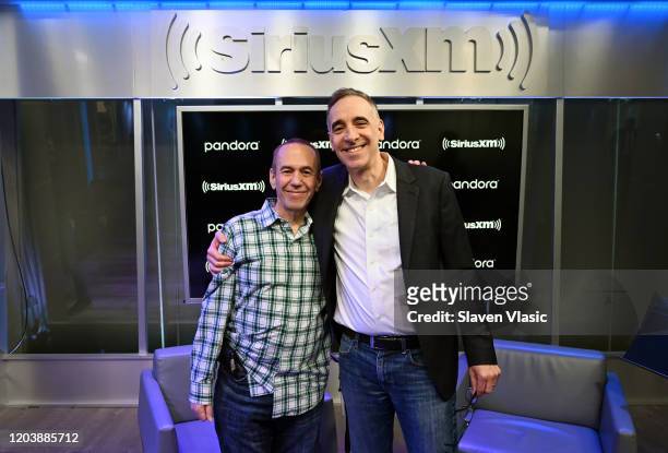 Gilbert Gottfried and Frank Santopadre co-host "Amazing Colossal Show" on Comedy Greats at SiriusXM Studios on February 03, 2020 in New York City.