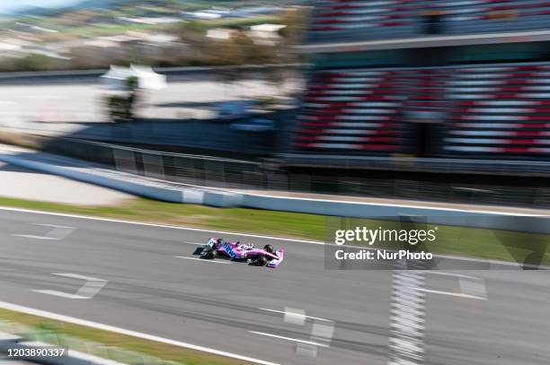 Lance Stroll and the Racing Point RP20 during the day 5 of the formula 1 testing, on 27 February 2020, in Barcelona, Spain.