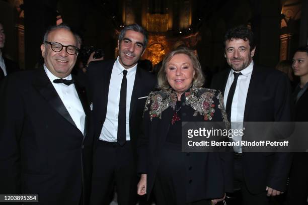 Professor David Khayat, Humorist Ary Abittan, Maryvonne Pinault and singer Patrick Bruel attend the 20th Gala Evening of the "Paris Charter Against...