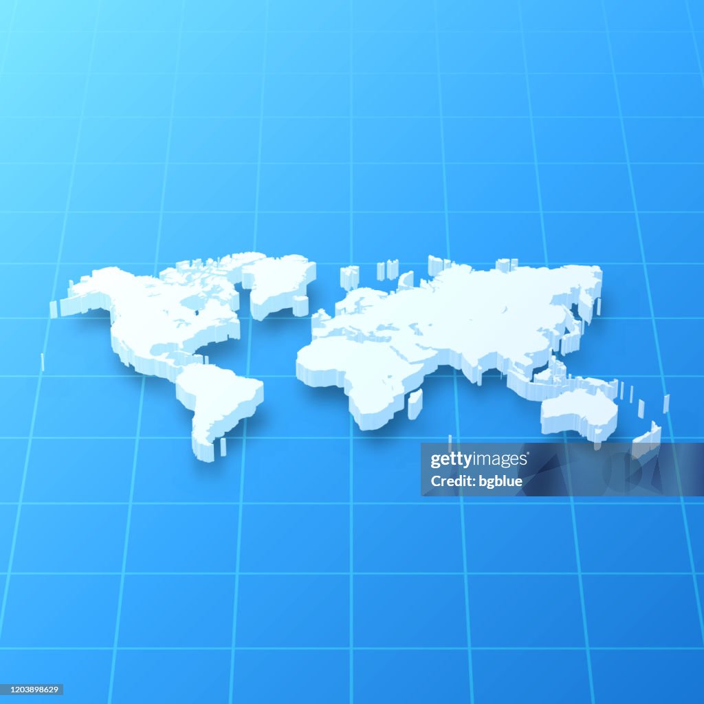 World 3D Map on blue background
