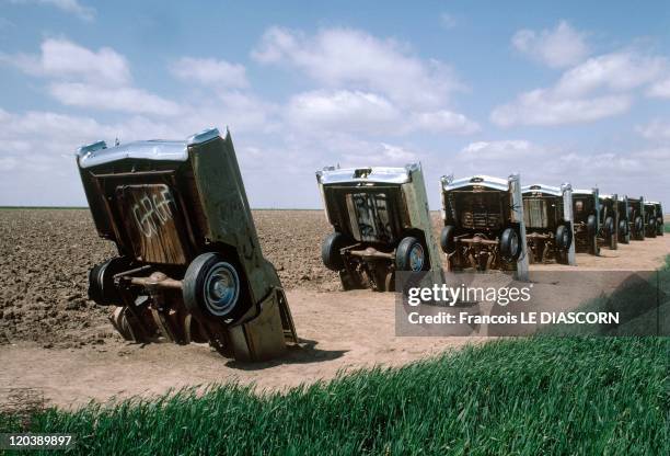 Cadillac Ranch, Amarillo, Texas, United States.