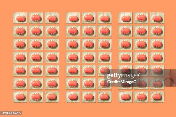 separated and neatly arranged blister packs - blister pack stock pictures, royalty-free photos & images