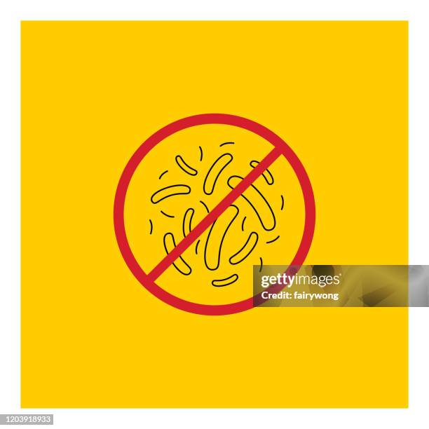 stop sign of virus, bacteria, germs and microbe,vector icon - flu virus background stock illustrations