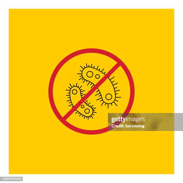 stop sign of virus, bacteria, germs and microbe,vector icon - pollen microscopic stock illustrations