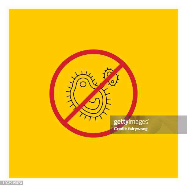 stop sign of virus, bacteria, germs and microbe,vector icon - pollen microscopic stock illustrations