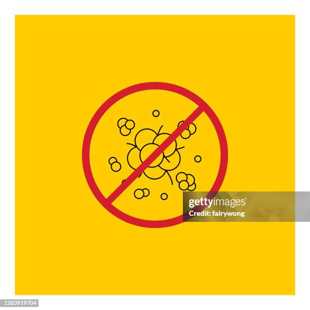 stop sign of virus, bacteria, germs and microbe,vector icon - pollen microscopic stock illustrations