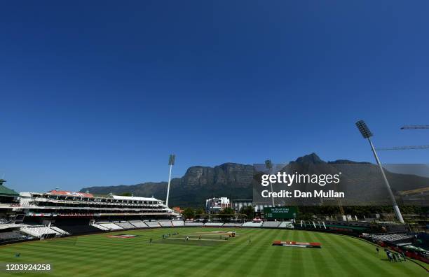 General view inside the ground prior to the First One Day International match between South Africa and England at Newlands on February 04, 2020 in...
