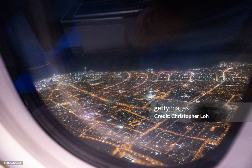 Kuwait City at Night from Above
