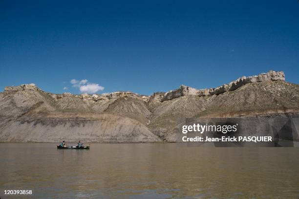 On the tracks of Lewis and Clark in United States in 1997 - Missouri river "White cliff" in Montana.