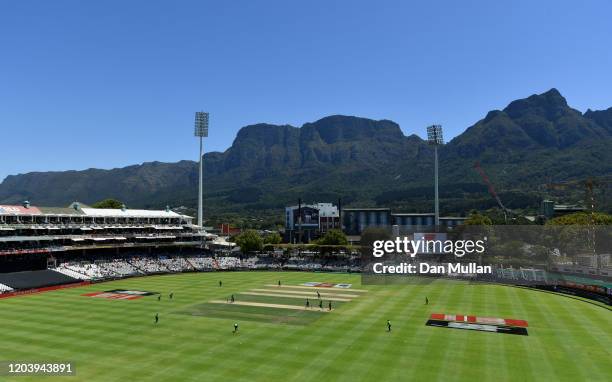 General view inside the ground during the First One Day International match between South Africa and England at Newlands on February 04, 2020 in Cape...