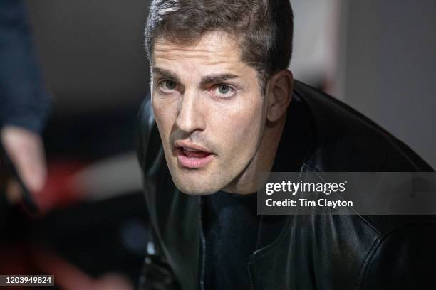 February 01: Robert Moreno, head coach of Monaco in the dugout during the Nimes V Monaco, French Ligue 1, regular season match at Stade des Costieres...