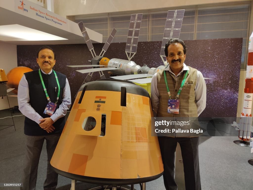 Crew Module India Standing next to a model of Indian crew module. Left to Right: Space ...