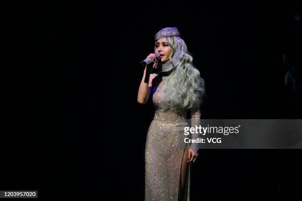 Singer Jolin Tsai performs on the stage in conert at Taipei Arena on January 5, 2020 in Taipei, Taiwan of China.