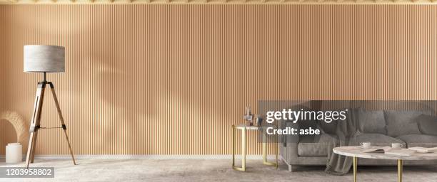 interiör med soffa panorama - wooden wall bildbanksfoton och bilder