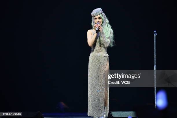 Singer Jolin Tsai performs on the stage in conert at Taipei Arena on January 5, 2020 in Taipei, Taiwan of China.