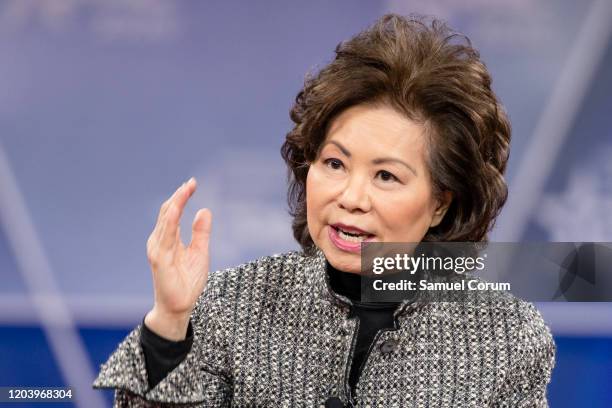 Secretary of the Department of Transportation Elaine Chao speaks during the Conservative Political Action Conference 2020 hosted by the American...