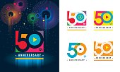 Set of 50th Anniversary logotype design, Fifty years Celebrating Anniversary
