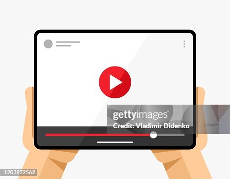 Tablet Mockup In Human Hand Video Player Application On White ...