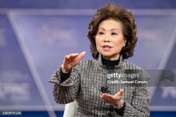 Secretary of the Department of Transportation Elaine Chao speaks during the Conservative Political Action Conference 2020 hosted by the American...