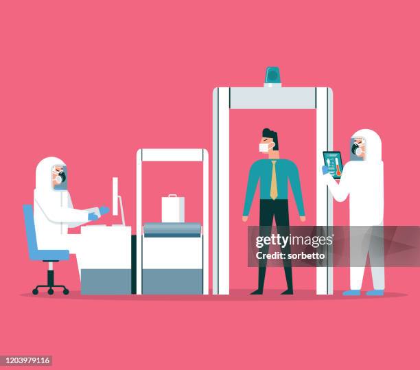 coronavirus - airport security - airport security stock illustrations