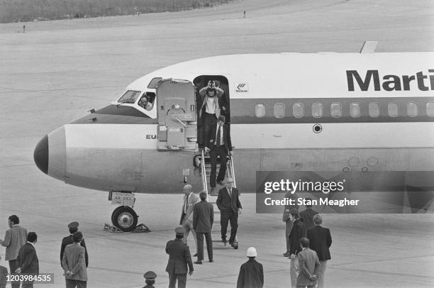 Prisoners released by the Netherlands, in exchange for the hostages on board the British Airway VC-10 airliner, at Tunis–Carthage International...