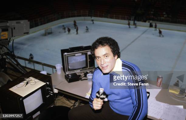 Winter Olympics - 2/12/80 ABC Sports commentator reported on the Sweden vs. USA men's ice hockey game at the XIII Olympic Winter Games. Talent: AL...