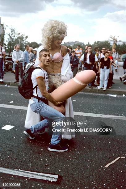 Gay pride in Paris, France in June, 1998.