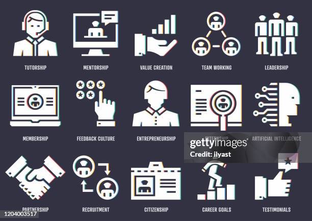 mentoring benefits offset design vector icon pack - student leadership stock illustrations