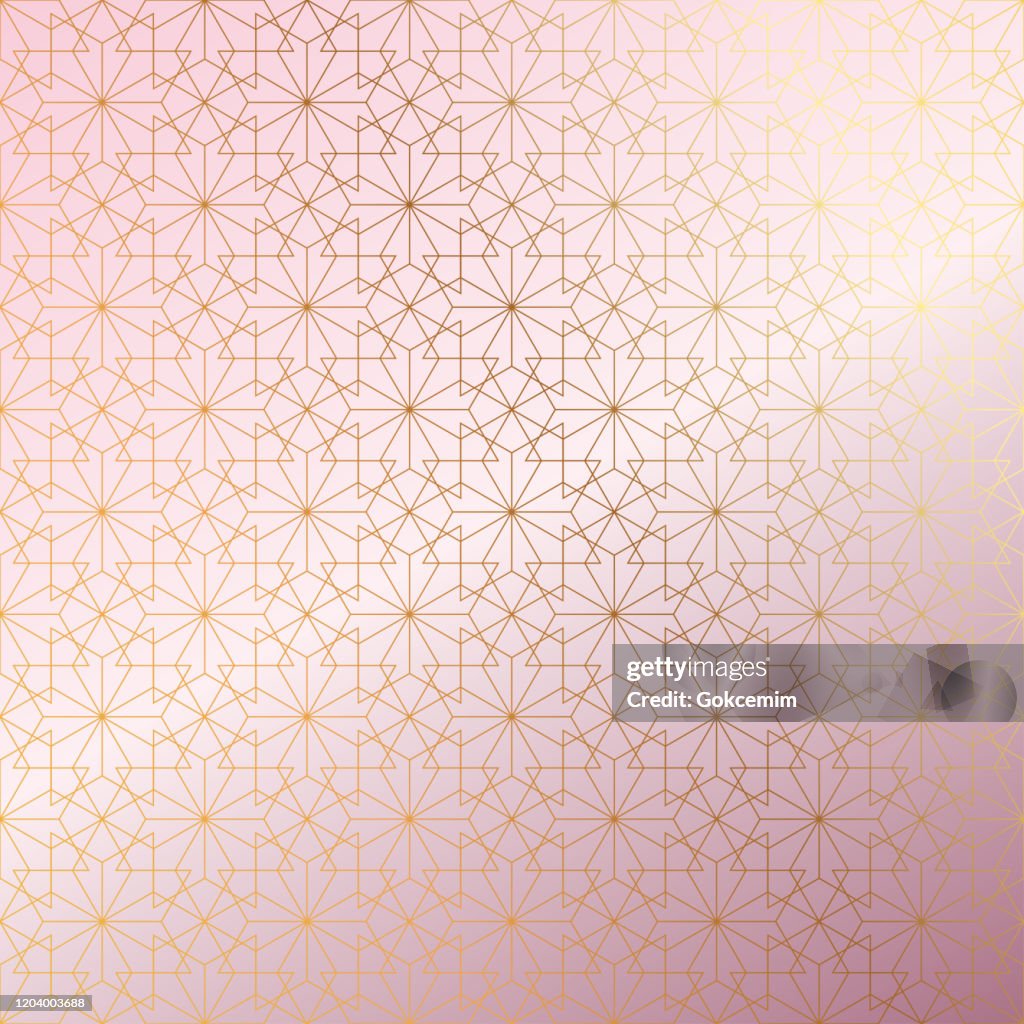 Rose Gold Islamic Pattern Abstract Background.