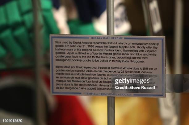 Hockey Hall of Fame added to their collection the stick used last week by David Ayres, the Zamboni driver and the Operations Manager at Mattamy...