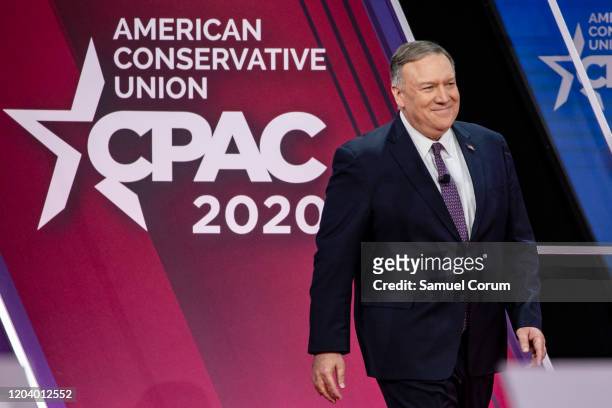 Secretary of State Mike Pompeo speaks at the Conservative Political Action Conference 2020 hosted by the American Conservative Union on February 28,...
