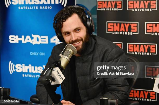 Actor Penn Badgley visits 'Sway in the Morning' hosted by SiriusXM's Sway Calloway on Eminem's Shade 45 at the SiriusXM Studios on February 04, 2020...