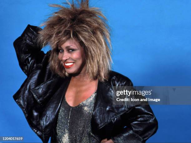 American-Swiss singer and actress, Tina Turner poses for a portrait backstage at the Joe Louis Arena during her "Private Dancer Tour" on August 18 in...