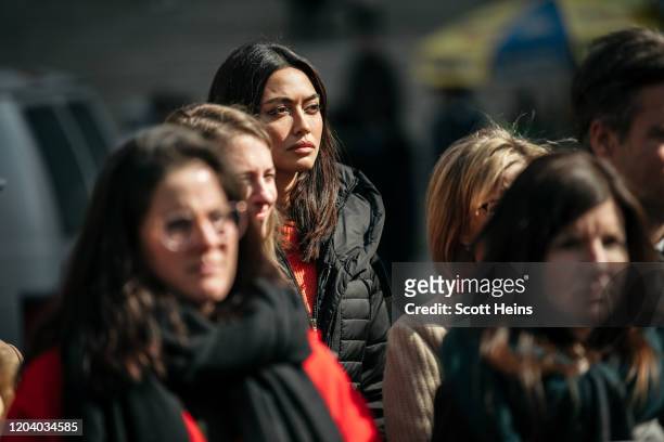 Italian model and Harvey Weinstein accusor Ambra Battilana Gutierrez looks on at rally in support of the Adult Survivors Act on February 28, 2020 in...